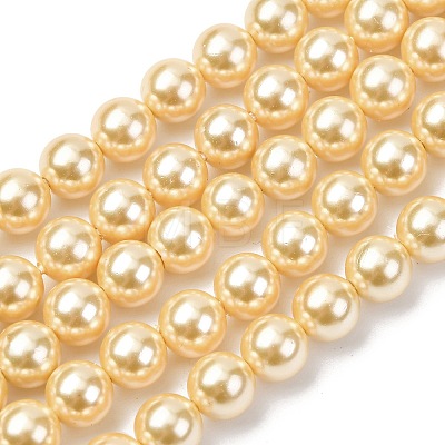 Electroplated Shell Pearl Beads Strands BSHE-G041-6mm-01-1