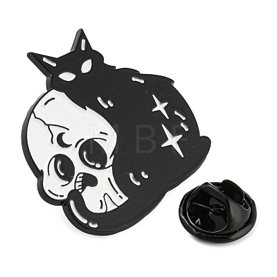 Cartoon Cat & Skull Enamel Pins JEWB-Q033-02D-1
