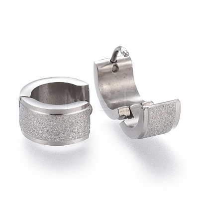Textured 304 Stainless Steel Huggie Hoop Earrings EJEW-L252-017P-1