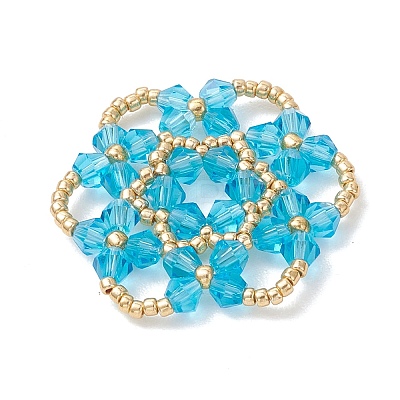 Glass Seed Beaded Pendants PALLOY-MZ01245-02-1