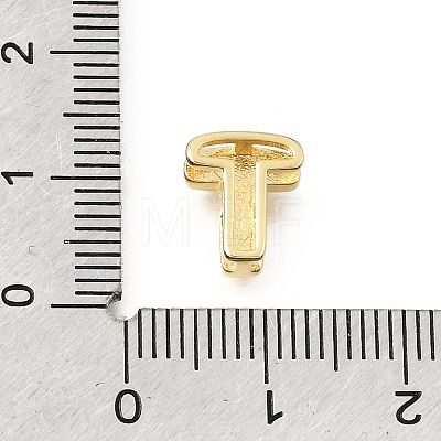 Brass Micro Pave Clear Cubic Zirconia Initial Spacer Bars KK-E802-34G-T-1