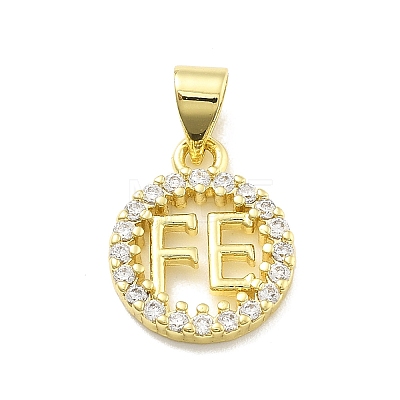 Rack Plating Brass Micro Pave Cubic Zirconia Pendants KK-D359-31G-1