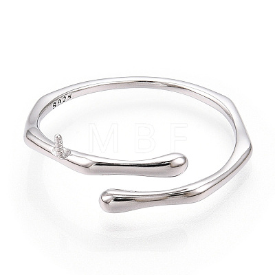 Rhodium Plated 925 Sterling Silver Open Cuff Ring Settings STER-T007-131P-1