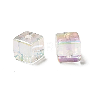 UV Plating Rainbow Iridescent Transparent Acrylic Beads OACR-A014-05-1