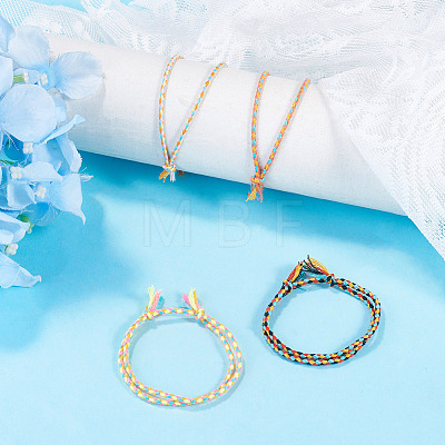 4Pcs 4 Colors Bohemian Cotton Cord Braided Bracelets BJEW-TA0001-26-1