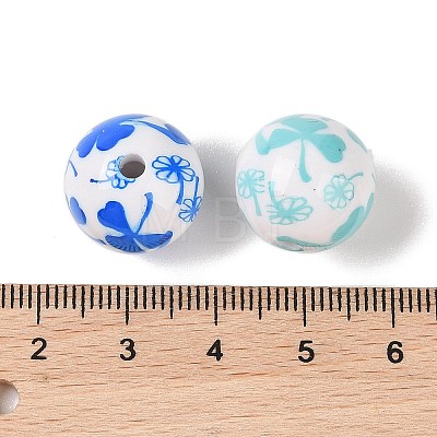 10Pcs Opaque Printed Acrylic Beads OACR-S146-02-1