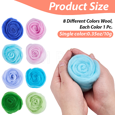 8Pcs 8 Colors DIY Wool Roving DIY-CP0013-78A-1
