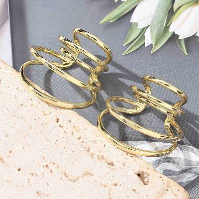 Brass Cuff Earrings for Women EJEW-U036-03G-1