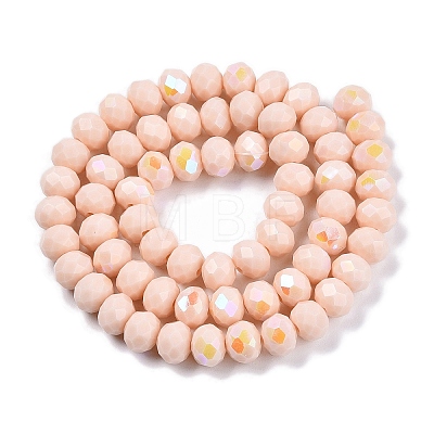 Electroplate Opaque Solid Color Glass Beads Strands EGLA-A044-P8mm-L05-1