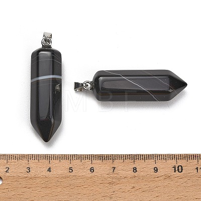 Natural Black Banded Agate Pendants GG-CBAA0EE-02P-15-1