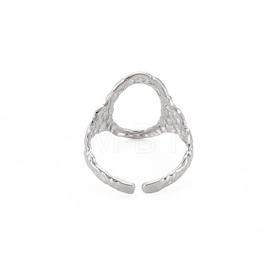 Non-Tarnish 304 Stainless Steel Open Oval Wide Cuff Ring for Women RJEW-S405-167P-1