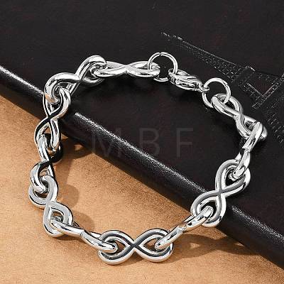 304 Stainless Steel Infinity Link Chain Bracelets for Women Men BJEW-F488-53C-P-1