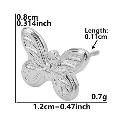 304 Stainless Steel Butterfly Stud Earrings for Women BE5708-3-1