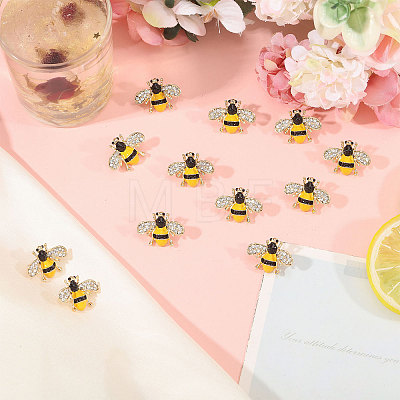 12Pcs Bees Iron Rhinestone Lapel Pin Brooches JEWB-CA0001-78-1