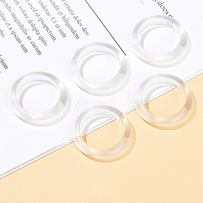 Natural Quartz Crystal Plain Band Finger Rings PW-WG26698-05-1