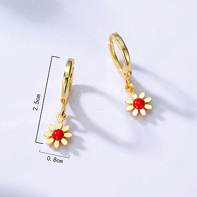 Brass Enamel Leverback Dangle Earrings for Women WO0430-1
