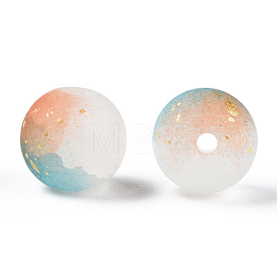 Frosted Baking Paint Crackle Glass Beads with Glitter Powder LS-DGLA-T004-01C-1