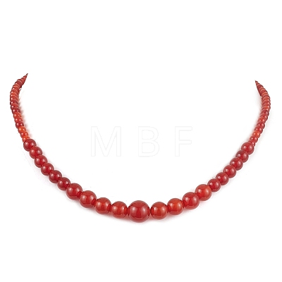 Round Natural Carnelian(Dyed & Heated) Beaded Neckiaces NJEW-JN05003-1