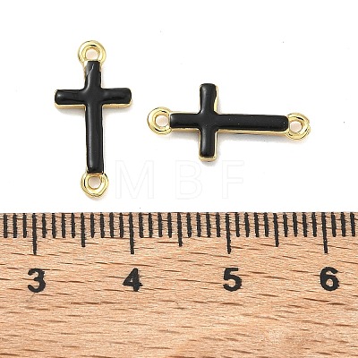 Brass Enamel Religion Cross Links Connector Charms KK-D229-07G-1