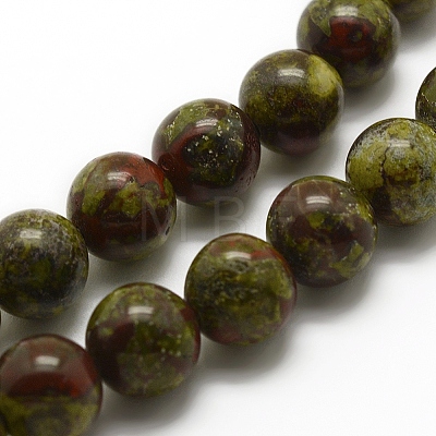 Natural Dragon Blood Beads Strands G-G735-34-6mm-1