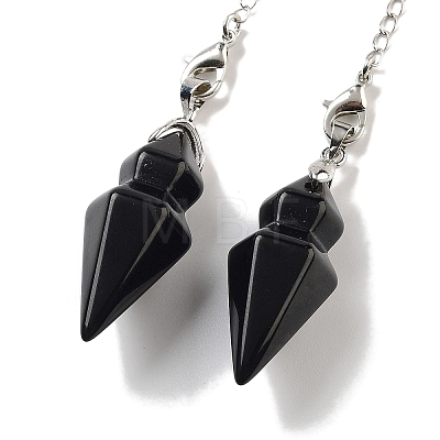 Natural Obsidian Pointed Dowsing Pendulums G-K338-12P-01-1