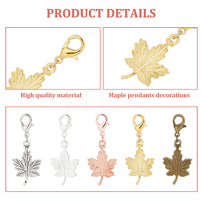 20pcs Maple Leaf Alloy Pendants Decorations Set HJEW-AR0001-10-1