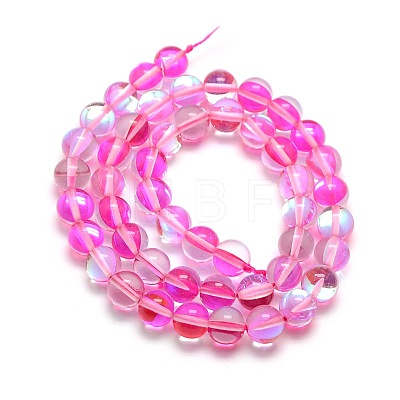 Synthetic Moonstone Beads Strands G-F143-6mm-M-1