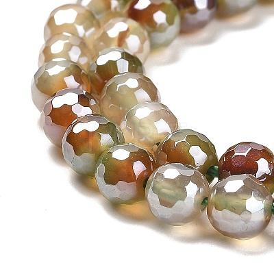 Electroplated Natural Agate Round Beads Strands G-L598-A01-01A-1