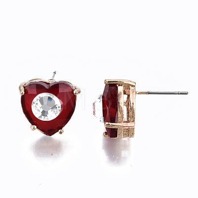 Brass Stud Earrings GLAA-S193-038B-LG-1