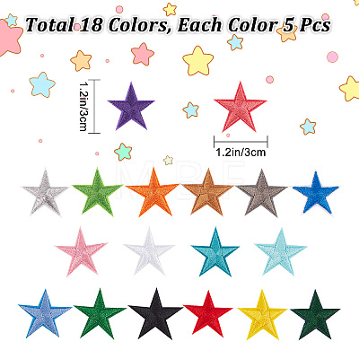 Gorgecraft 90Pcs 18 Colors Computerized Embroidery Cloth Iron on/Sew on Patches DIY-GF0006-49-1