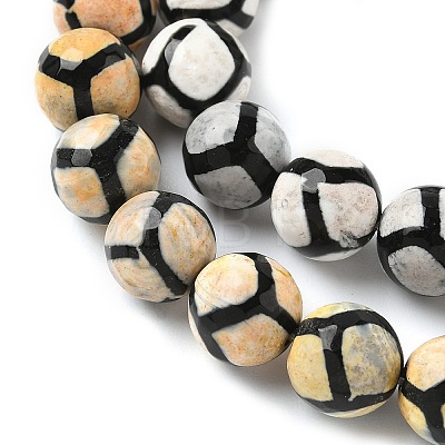 Tibetan Style Turtle Back Pattern dZi Beads Strands G-G036-10mm-1