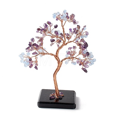 Natural Amethyst & Dyed Jade Tree Display Decoration DJEW-G027-06RG-04-1