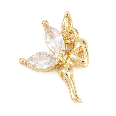 Brass Micro Pave Clear Cubic Zirconia Pendants KK-D258-32G-1