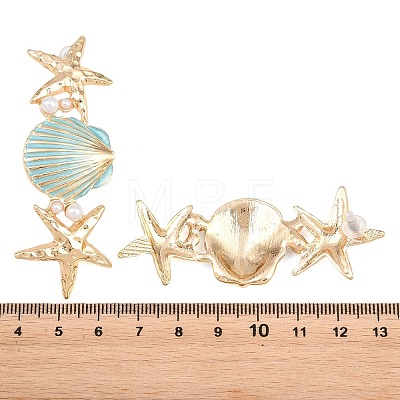 Alloy Enamel with Plastic Pearls Stud Earrings EJEW-Z172-05G-01-1