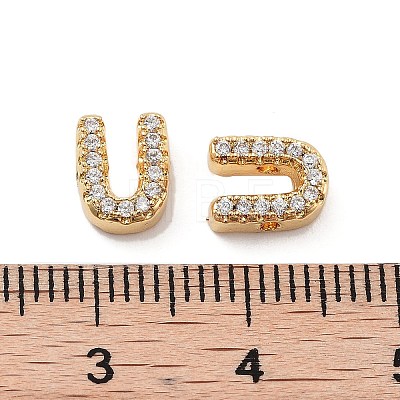 Rack Plating Brass Micro Pave Clear Cubic Zirconia Beads KK-G500-30G-U-1