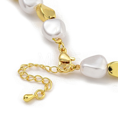 Rack Plating Brass & ABS Plastic Pearl Beads Beaded Necklaces for Women NJEW-C059-11G-1