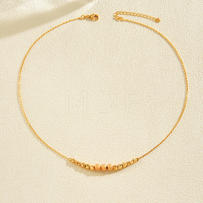 Brass Matte Round Graduated Beaded Necklaces for Women WB0357-1