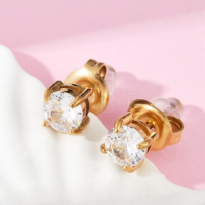 304 Stainless Steel Rhinestone Stud Earrings EJEW-G423-16G-1