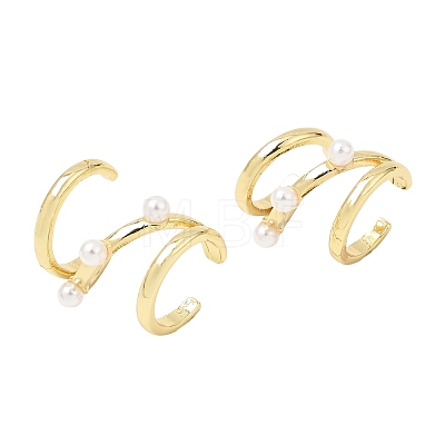 Brass ABS Plastic Pearl Cuff Earrings for Women PL-CBA43D6-02G-1