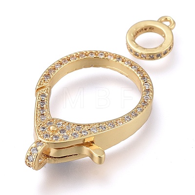 Brass Micro Pave Cubic Zirconia Lobster Claw Clasps ZIRC-M108-14A-G-1