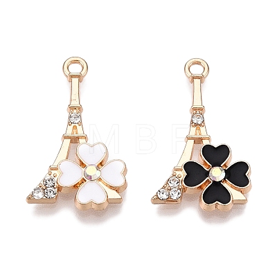 Rack Plating Alloy Rhinestone Pendants FIND-N005-25G-1