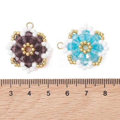 7Pcs 7 Colors Glass Pendants PALLOY-MZ01300-1