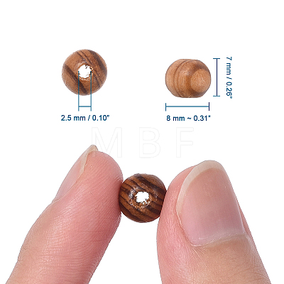 Undyed Natural Wood Beads X-TB611Y-8mm-LF-1