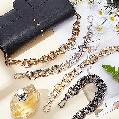 WADORN 4Pcs 4 Style Iron Bag Strap Chains FIND-WR0003-30-1