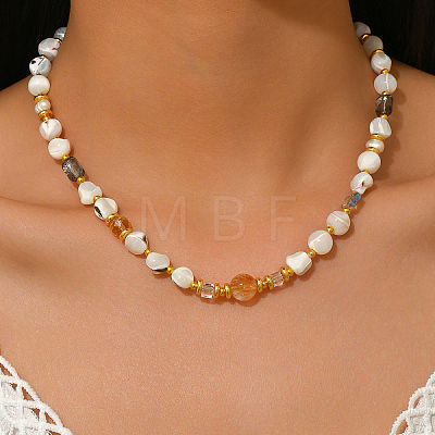 Elegant Natural Shell Nuggets Beaded Necklaces for Women ZE2381-1