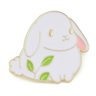 Bunny Zinc Alloy Enamel Brooch JEWB-C034-07B-G-1