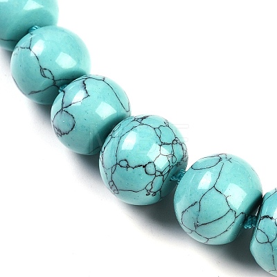 Synthetic Turquoise Rondelle Graduated Beaded Necklaces for Women Men NJEW-K388-02Q-1