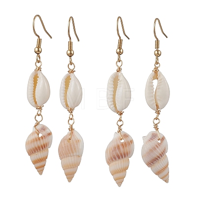 304 Stainless Steel Shell Shape Dangle Earrings EJEW-JE06265-02-1