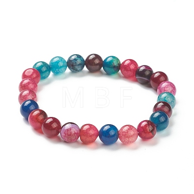 Natural Agate Beaded Stretch Bracelets BJEW-A117-C-05-1