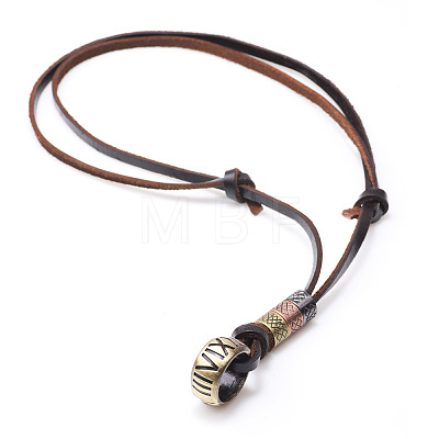Adjustable Genuine Cowhide Leather Pendant Necklaces NJEW-F235-06M-1